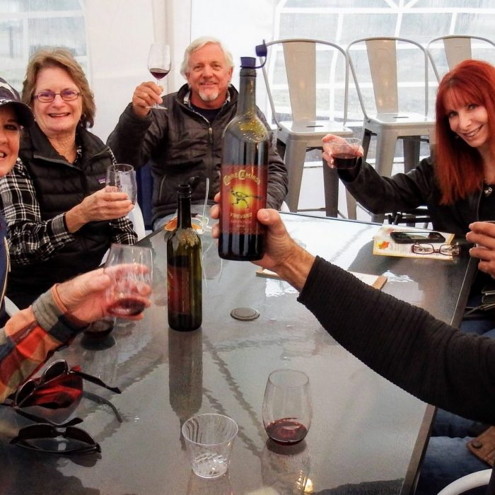 Group of intrepid winetasters enjoying their afternoon