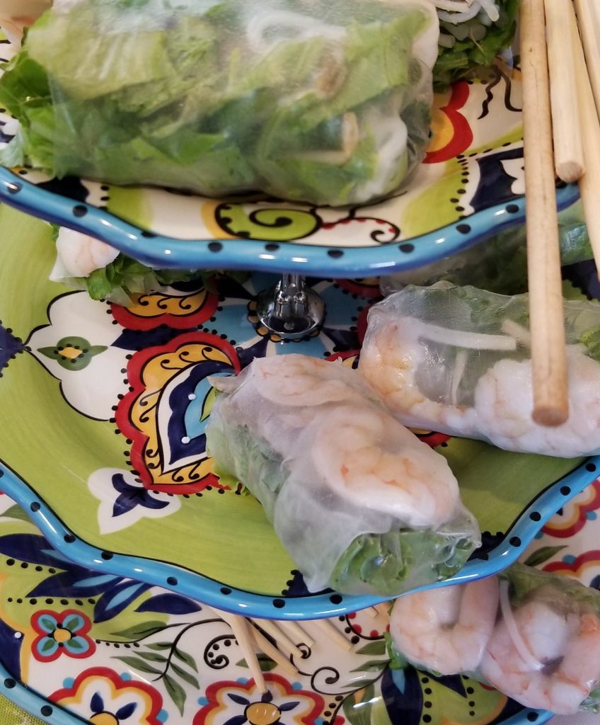 Thai Spring rolls with shrimp, pork, lettuce and noodles