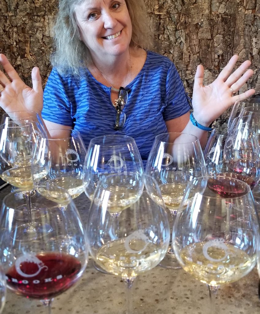 The author tasting wines