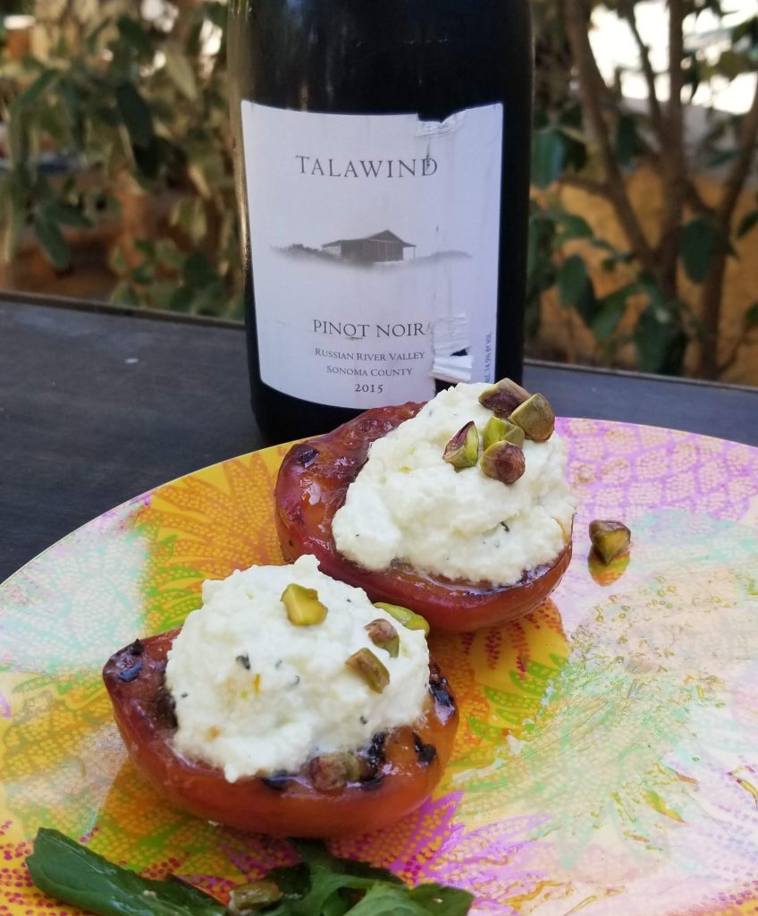 Ricotta stuffed grilled nectarines