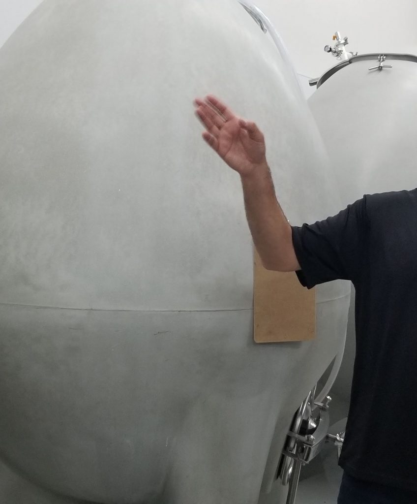 Cement eggs where Speckle Rock Winemaker ages the wine