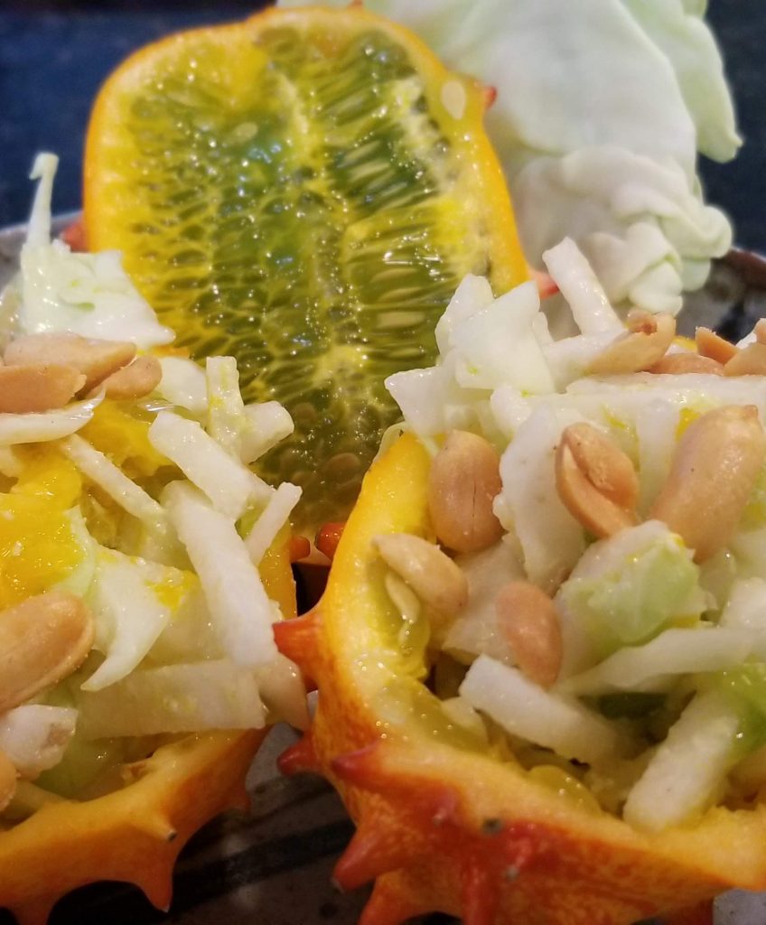 Kiwano Coleslaw salad with peanuts