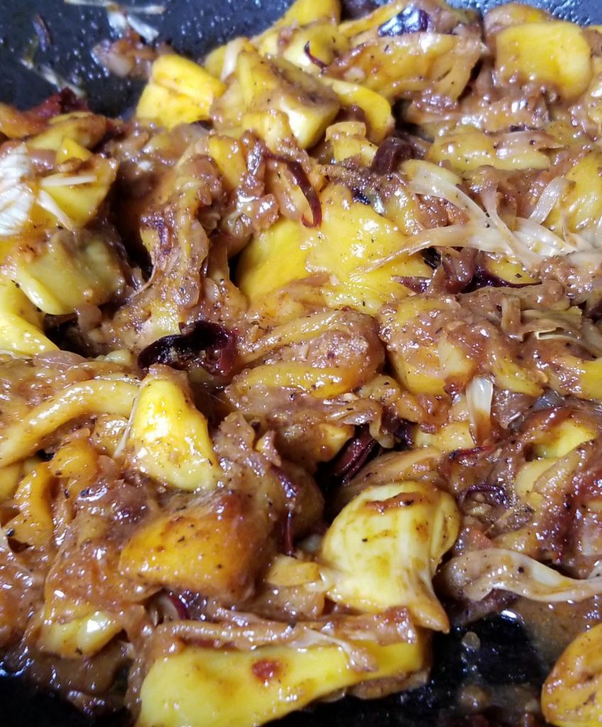 Jackfruit fried with taco seasoning