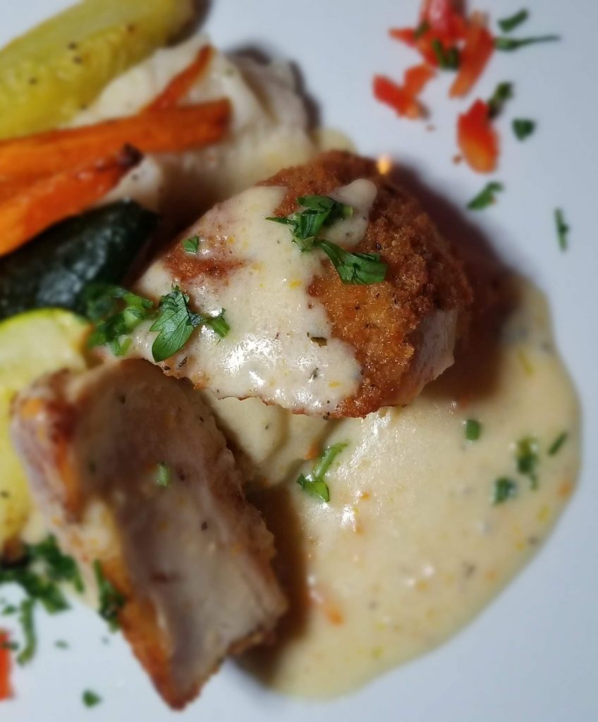 Panko Chicken with Gorgonzola Cream Sauce
