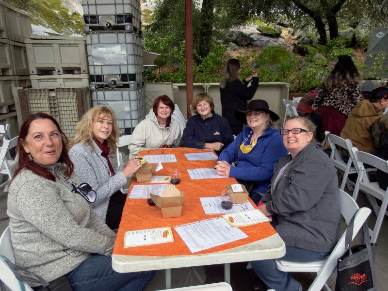A group of ladies enjoy their wines and tarts at Milagro Winery 