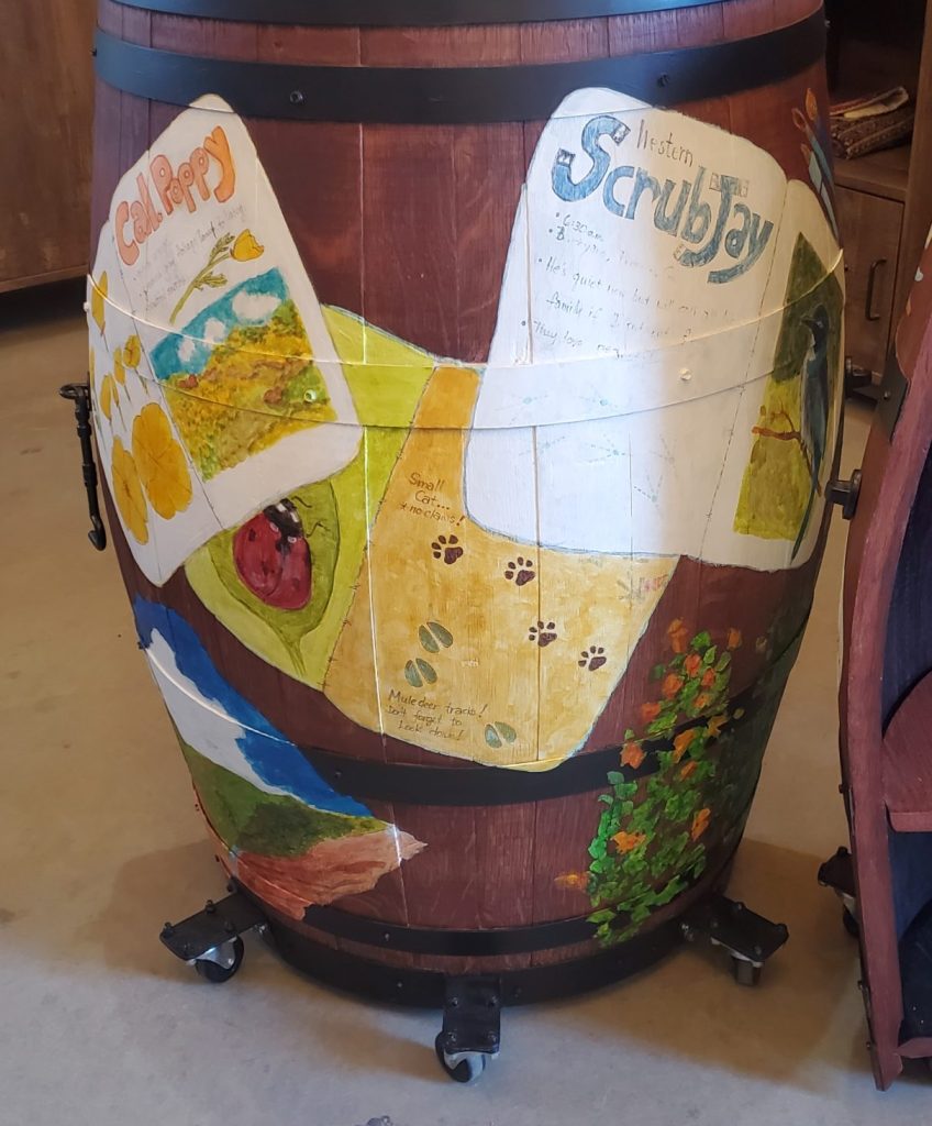 front side of the barrel that opens to be a bar